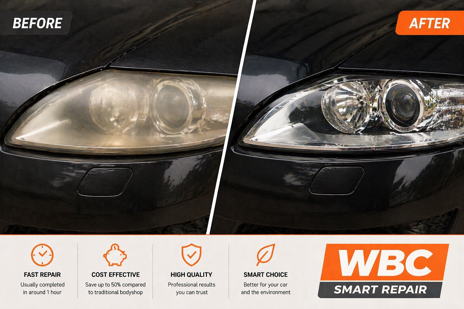 Headlight restoration before and after